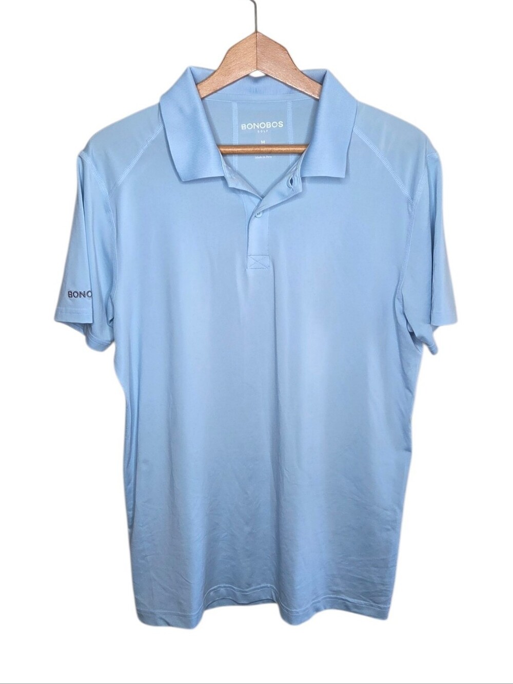Bonobos Golf Light Blue Short Sleeve Slim Fit Polo Shirt Size Medium